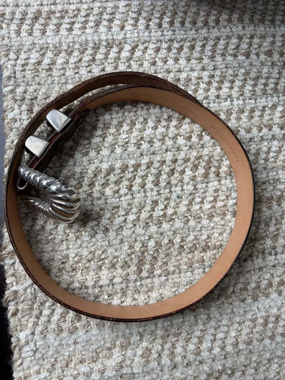 James Reid Brown Genuine Lizard Belt 925 Sterling Silver Buckle/Loops Size 26